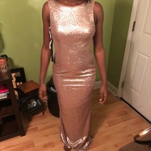 Blush sequins fitted ball dress